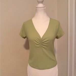 Wild Fable Light Green Ruched Top